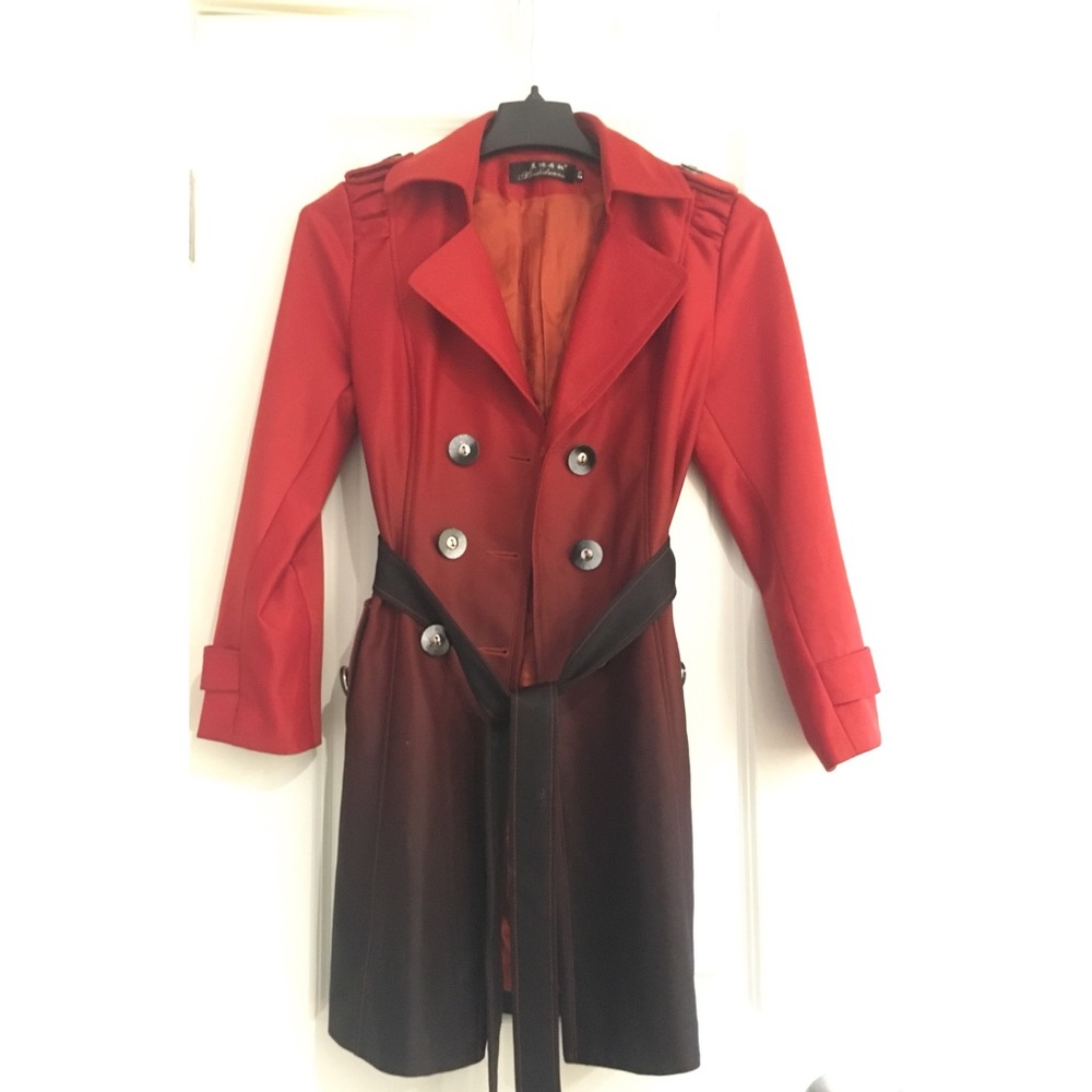 Gradient Style Red Winter Coat - image 2